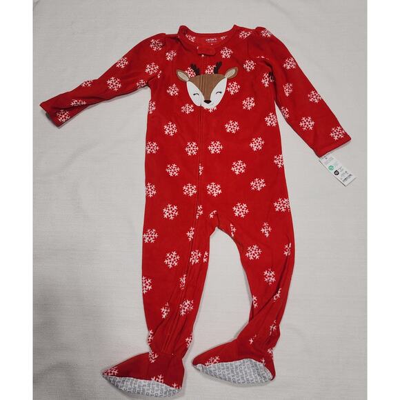 Reindeer and snowflakes Carter's one piece pajamas size 3t - Picture 1 of 8